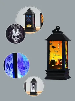 

LED Colorful Halloween Lantern Lamp Pumpkin Bat Portable Hanging Night Light Halloween Kids Friend Gift Drama Games Party Props