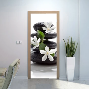 

Door Stickers Home Decoration Renew Stone Bamboo Flower PVC Mural Paper Print Art Picture Self Adhesive Waterproof For Bedroom