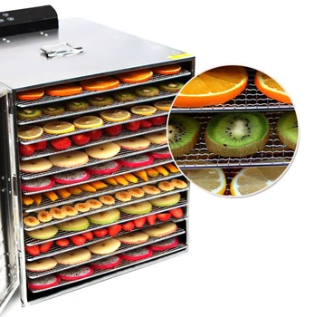

12 Trays Fruit Dryer Food Processor Stainless Steel High Capacity Fruit And Vegetable Medicinal Meat Air Dryer 220V/110V