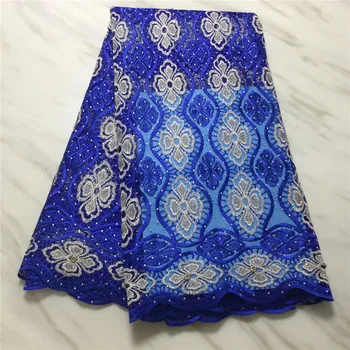 

New Design African Dry Lace Fabric 2020 High Quality Nigerian Hot Voile Embroidered Lace Fabric With Stones For Dress