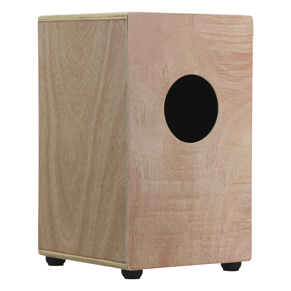 

Portable Wood Cajon Brown Box Drum String Structure Inside Polished Surface for Drummers Travelling Musicians