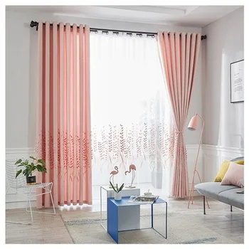 

Chenille Blackout Curtain Bamboo Knotted Curtain Cloth European Solid Color Embroidered Curtain for Living Room Bedroom