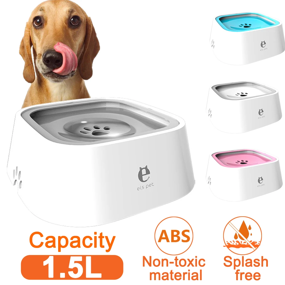 Portátil de agua potable perro tazón flotante 1.5L Pet no mojar la boca de gato sin derrame bebiendo dosificador de agua para perro