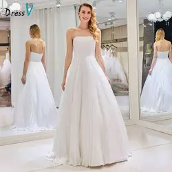 Dressv без бретелек Элегантное торжественное платье без рукавов линия складки на молнии длина до пола Свадебный Открытый и церкви