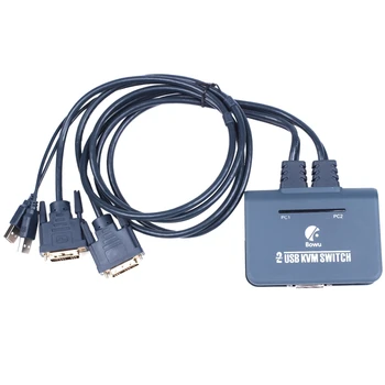 

2 Port Usb 2.0 2 In 1 Out Dvi Kvm Switcher Switch Box With o Video Cable For Monitor Keyboard Mouse Computer
