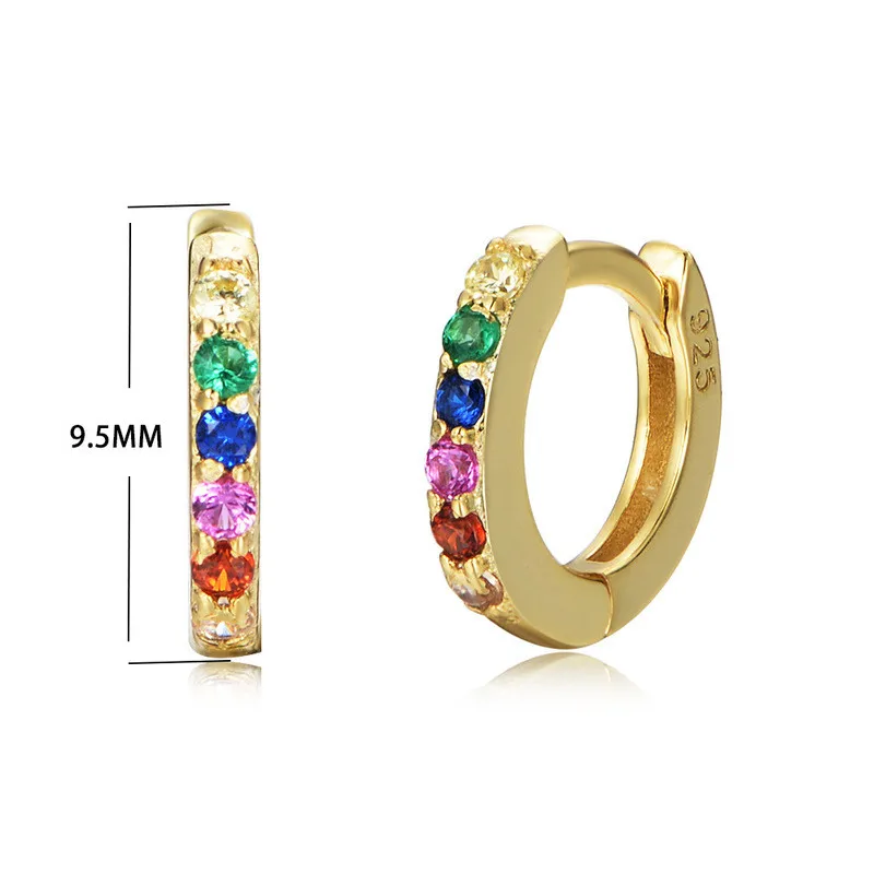 Купить женские серьги кольца с разноцветным цирконием из стерлингового
