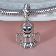 StrollGirl 925 пробы серебряный милый кулон призрак бусины CZ талисманы fit Pandora браслет для женщин Хэллоуин вечерние ювелирные изделия подарок