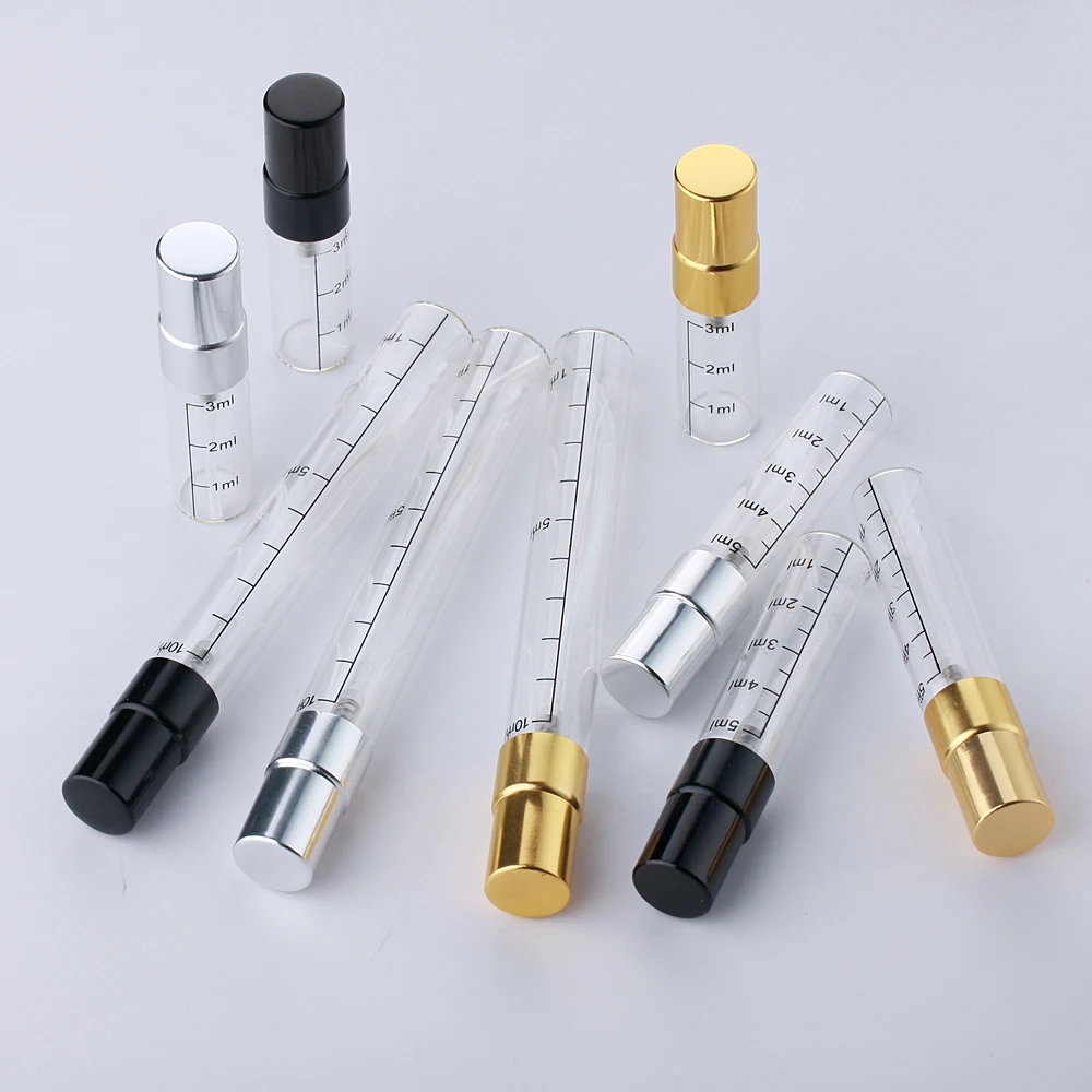 50Pcs/Lot 2ml 3ml 5ml 10ml Portable Aluminum Spray Bottle Cosmetic Containers For Travel Bottle Atomizer