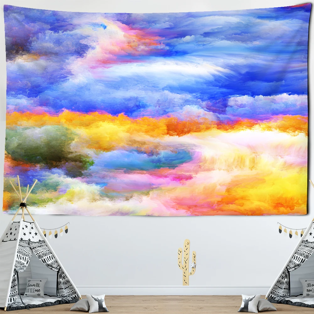 

Colorful Clouds psychedelic Wall hanging Tapestry Mandela yoga throw beach throw carpet Hippie Dorm Home Decor