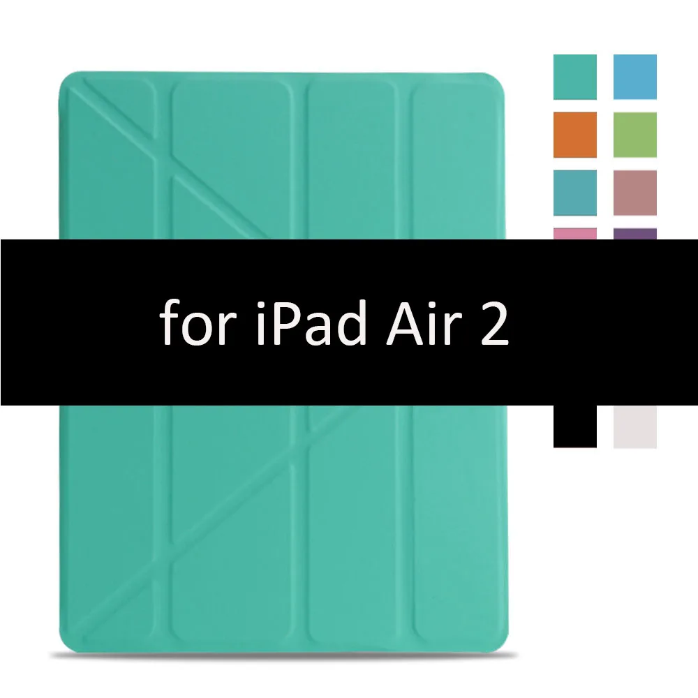 Чехол для iPad Air 2 1, чехол, из искусственной кожи и ультратонкая задняя крышка из поликарбоната, умный чехол, Магнитный чехол для iPad air 2, A1566, A1567, откидная подставка - Цвет: Green-2