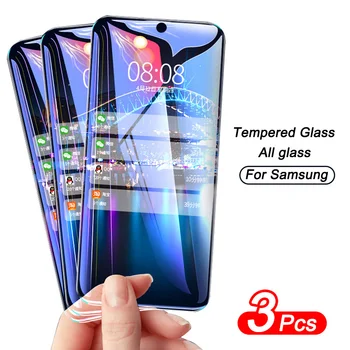 Перейти на Алиэкспресс и купить 3 шт полное покрытие Защитное стекло для Samsung Galaxy A20 A50 A20E A50S A51 A71 защита для экрана A70 A10 A30S A40 A60 A80 стекло