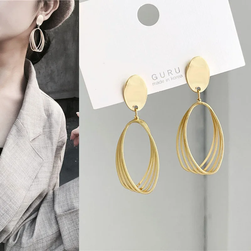 

Bohemia Gold round circle drop earrings with alloy for women korea fashion earrings wholesale gold earrings girls party jewelry