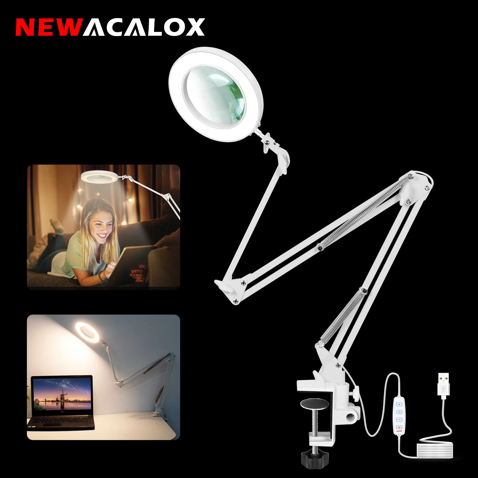 Magnifying Glass with Light and Stand LED Desk Lamp Adjustable Arm Lighted  Magnifier Light for Reading Repair Crafts Close Work - AliExpress