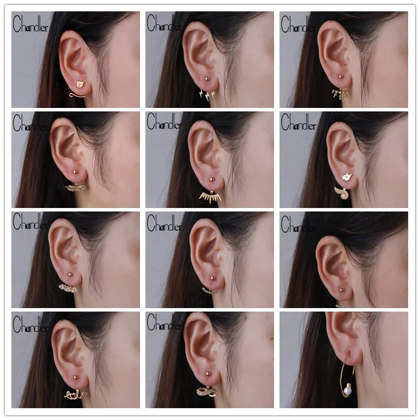 Chandler Boho Personality  Ear Jackets Animal Earring For Women Front Back Two Sided Climber Earrings Brincos Metal Pendientes