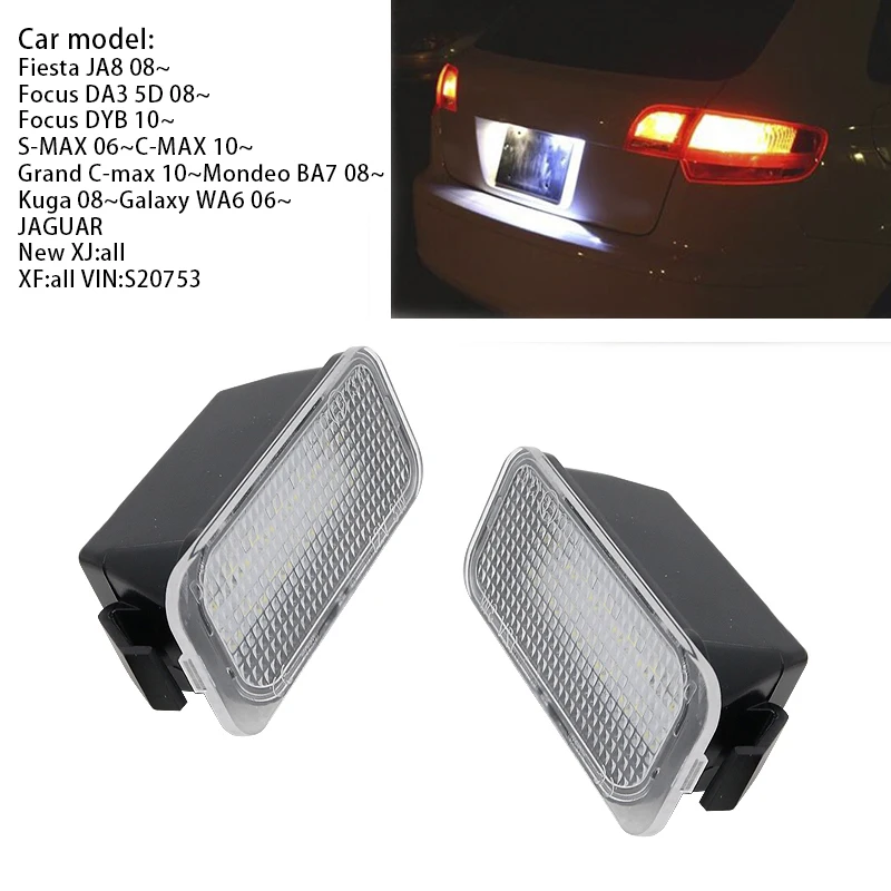Светодиодный фонарь CANBUS для номерного знака для Fiesta JA8, Focus DA3 5D DYB S-MAX C-MAX Grand C-max Mondeo BA7 Kuga
