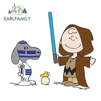 

EARLFAMILY 13cm x 11.5cm for Snoopy Peanuts Star Wars Funny Car Stickers Vinyl Anime Waterproof Fashion Scratch-proof Decal