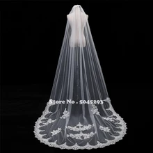 Новинка, 3 м, однослойная кружевная кромка, белая и слоновая кость, свадебная фата, Длинная фата невесты, дешевые свадебные аксессуары, Veu de Noiva