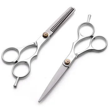 Kaufen 5.5/6 Zoll Haar Schere Edelstahl Salon Friseur Professionelle Regelmäßige Haar Schneiden Ausdünnung Grund Werkzeug Barber Scissor