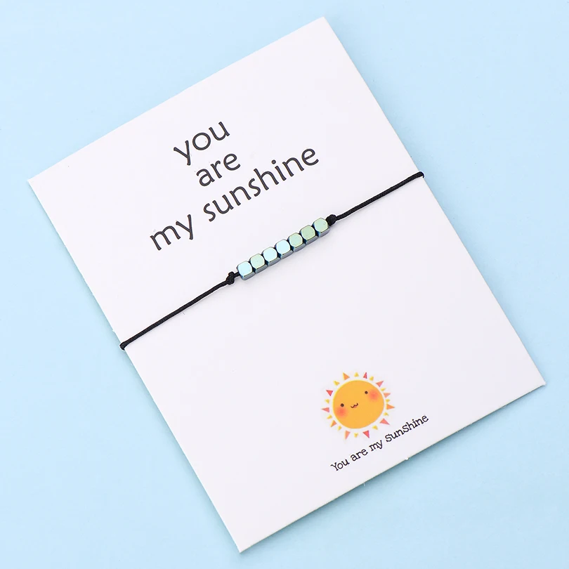 IYOE Wish Card You Are My Sunshine крошечные бусины браслеты с подвесками для женщин и мужчин геометрические бусины ручной работы красный браслет с нитью подарок