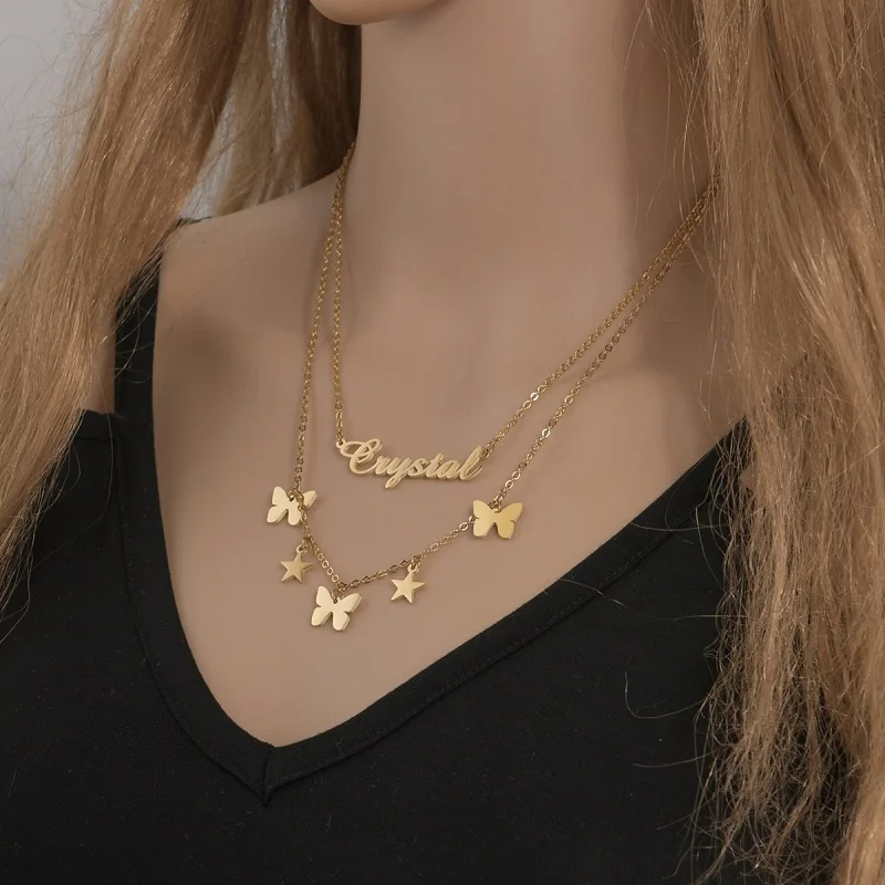 Atoztide Custom Name Necklace Star 