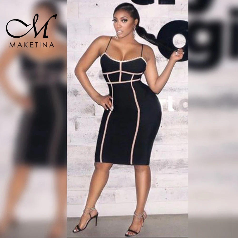 Maketina 2019 женское Бандажное платье сексуальное на бретельках с v образным вырезом