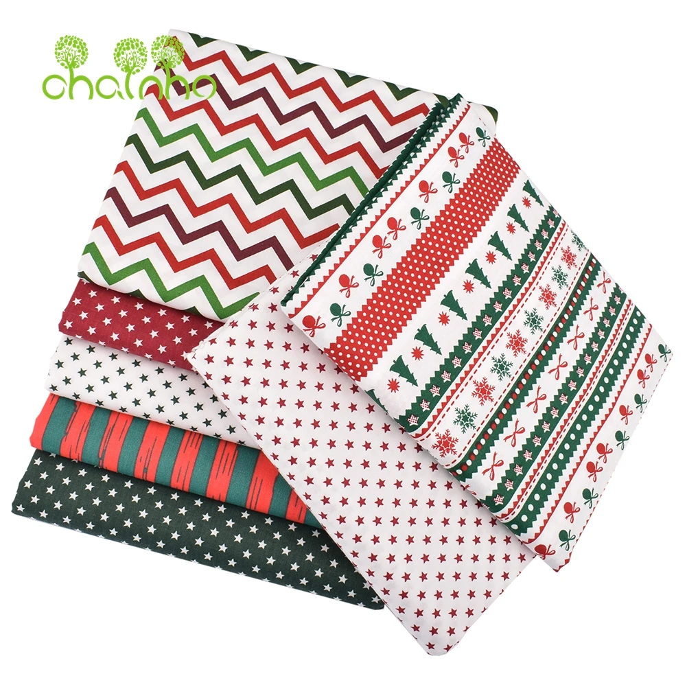 Chainho,Christmas Geometric Pattern Printed Twill Cotton Fabric,Patchwork Cloth For DIY Sewing Quilting Baby&Children's Material