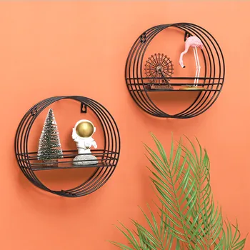 

Home Decor Creative Nordic Simple Wall Hanging Storage Racks Small Ornaments Potted Bedroom Organizer Artwork Display Shelf