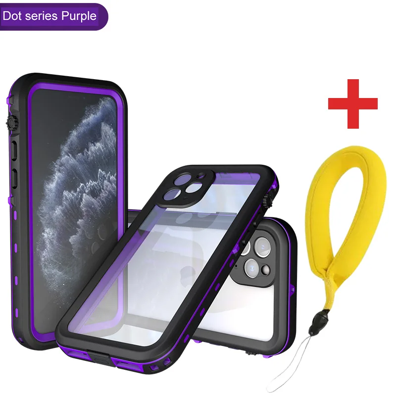 SHELLBOX водонепроницаемый чехол для iPhone 11 Pro Max 360 Защита противоударный чехол для плавания и дайвинга чехол для телефона подводный чехол - Цвет: Purple with Strap
