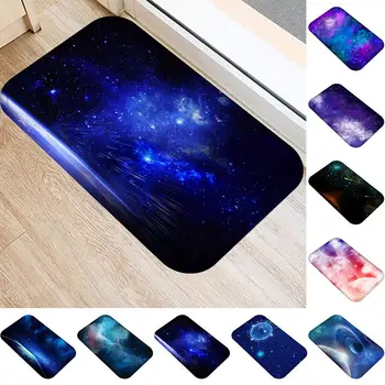 

40*60 Black Hole Starry Sky Print Floor Mats for Living Rooms Soft Flannel Anti-slip Doormat for Entrance Door Kitchen Door Mat