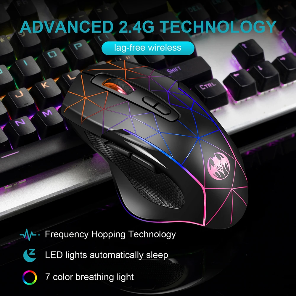 2.4GHz Wireless Mouse Charging Luminous USB Mouse Gamer RGB LED Office Quiet Portable For Tablet Phone PC Laptop 3200DPI