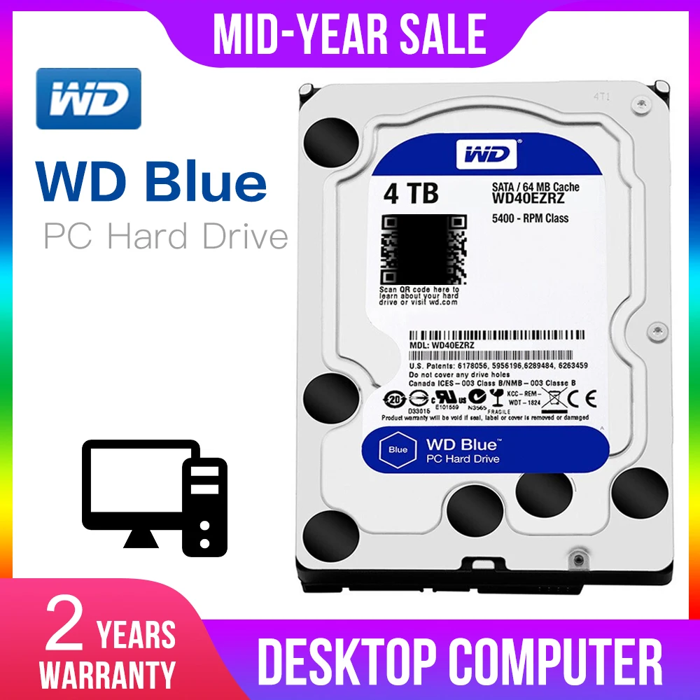 Цена WD оригинальный синий 4 ТБ Hdd Sata 3,5 внутренний жесткий диск HDD для ПК WD40EZRZ Western Digital ТБ hdd disco duro Настольный