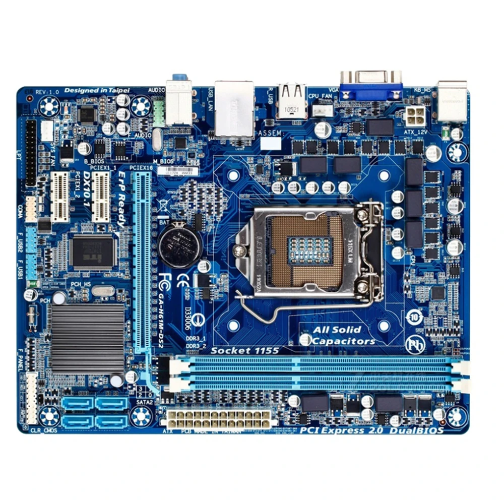 Для GIGABYTE GA-H61M-DS2 Рабочий стол для материнская плата H61 разъем LGA 1155 i3 i5 i7 DDR3 16G uATX UEFI