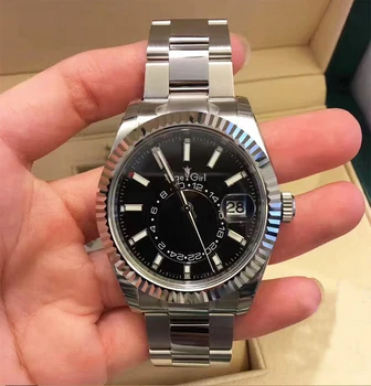 

Classic New Men Automatic Mechanical Watches Sky Ceramic Bezel Crystal Sapphire AAA+ Quality Rose Gold Coffer Silver Watch