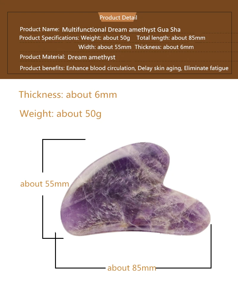 Гуашь уход за кожей лица скребок для кузова привлекательный Аметист соскабливающая доска с коробкой для ног Guash царапин массажер с украшением в виде кристаллов камень Гуа-Ша массаж инструменты