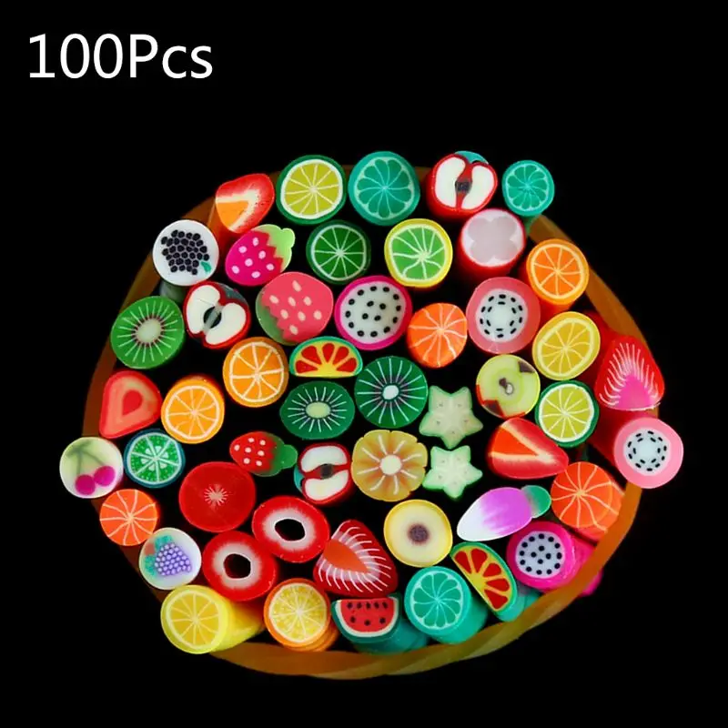 100 шт. Fimo искусственные кусочки фруктов палочки стержень для слайма поставки