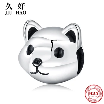 

Real 925 Sterling Silver Dog Animal Beads Loyal Partners Akita Cute puppy Fit Original JIUHAO Charms Bracelet Jewelry making
