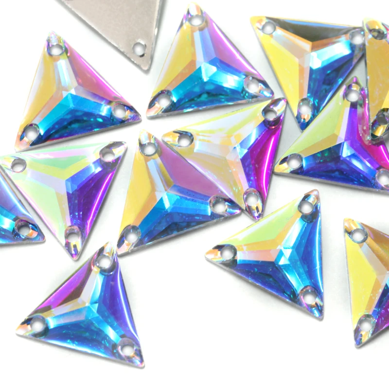 16mm 22mm Clear Crystal AB Triangle Shape Resin Sew on Rhinestones Flatback Sewing Stones For Clothes Y3618|stone headstone|stone lampstone top |