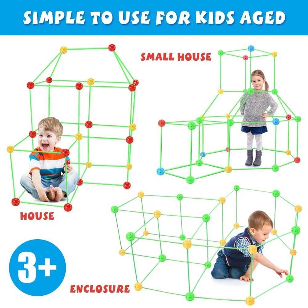 DIY Beaded block tent for Kids Construction Fort Building Blocks