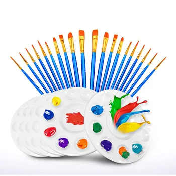 

20 Pcs Paint Pallet Brushes with 6Pcs Paint Trays for All Purpose Oil Watercolor Painting Artist Kits
