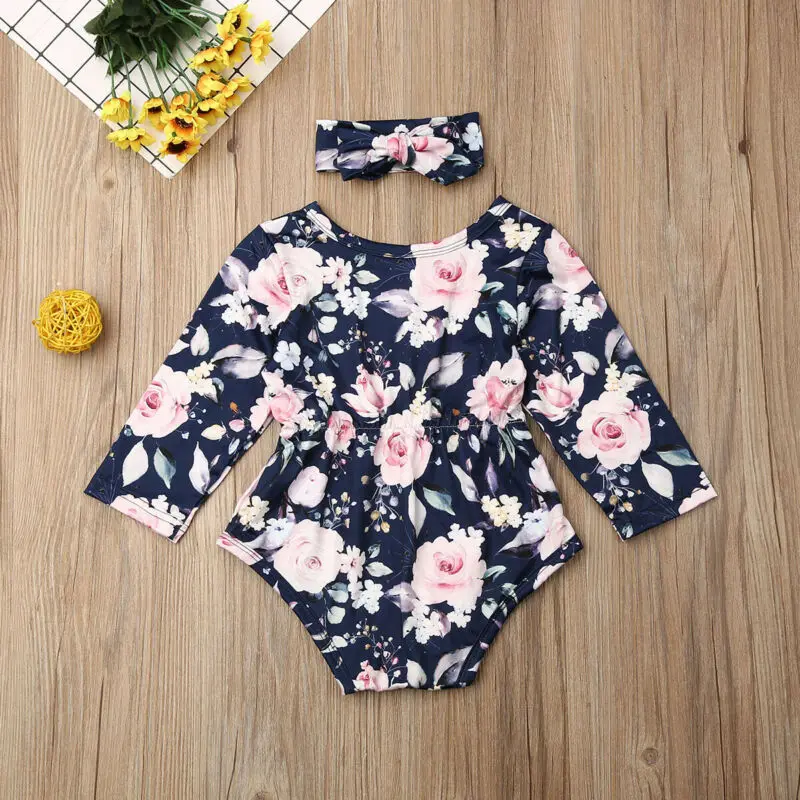 2019 одежда для малышей на весну и осень с цветочным принтом новорожденных девочек