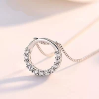Colliers avec pendentif rond en argent Sterling 925 et Zircon pour femmes, bijoux fins, Semi-strass, Simple, cercle brillant, chaîne de clavicule 6