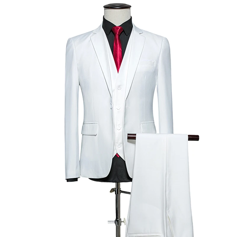 

Formal men Suit 3 Piece Set large size 6XL Wedding Banquet Men Suit Blazer jacket with Vest and Pant 10 Colors mens suits
