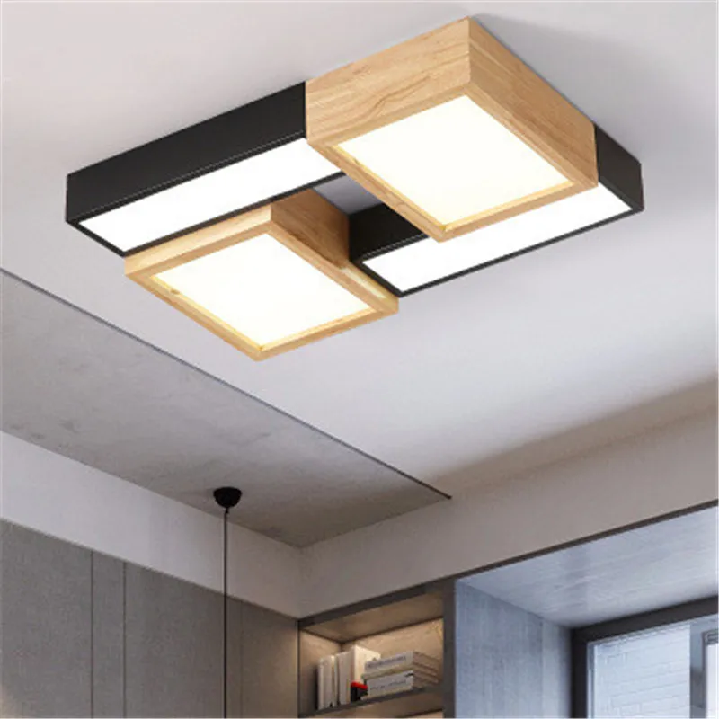 

Nordic Style Living Room Lamp Creative Personality Combination Ceiling Lamp Led Bar Bedroom Lamp Japanese Solid Wood Lamps