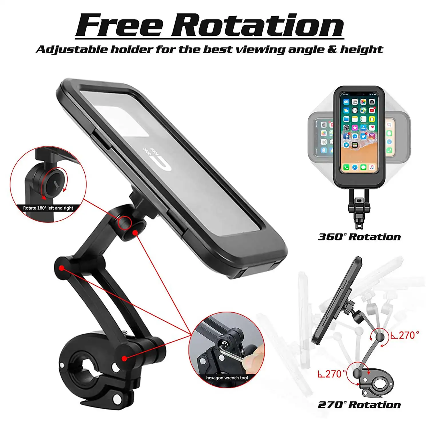 Motorcycle Bicycle Phone Holder Case Outdoor Waterproof Phone