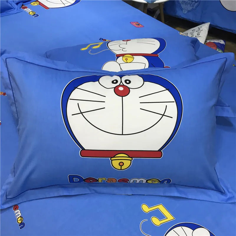 Мультяшный Кот 3d постельный набор Doraemon детская спальня чистое хлопковое стеганное одеяло Твин Королева ковровое покрытие простыня Синий