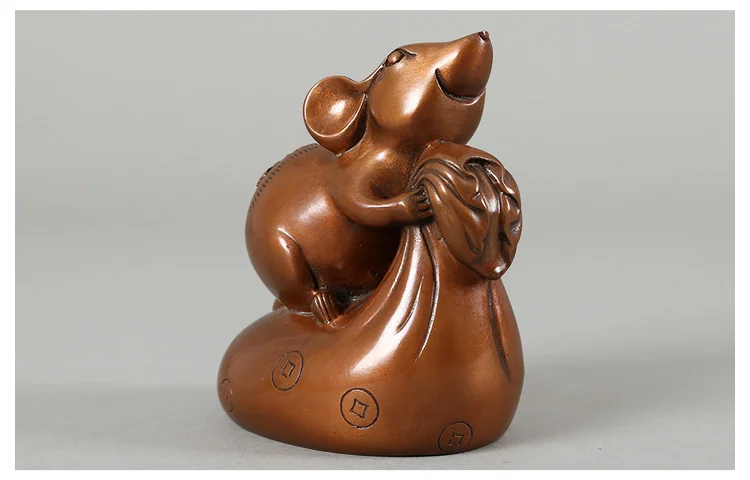 Освященная Чистая медь Зодиак крыса Декор Лаки Фэн Шуй украшения дома аксессуары современный подарок на день рождения