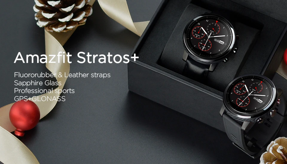 Новинка Amazfit Stratos+ флагманские Смарт-часы с кожаным ремешком, Подарочная коробка, сапфир 2S