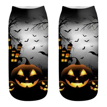 

Sock Halloween Sock Halloween Party 3D Pumpkin Haunted House Print Unisex Cotton Low Cut Ankle Sock Halloween Party Gifts