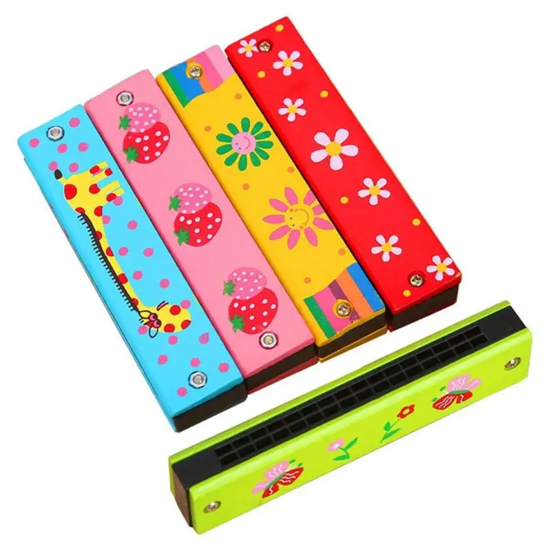 Красочная детская деревянная гармоника, музыкальные инструменты, игрушки для детей, мультяшный рисунок, дерево, рот, орган, музыкальное обучение, обучающие игрушки