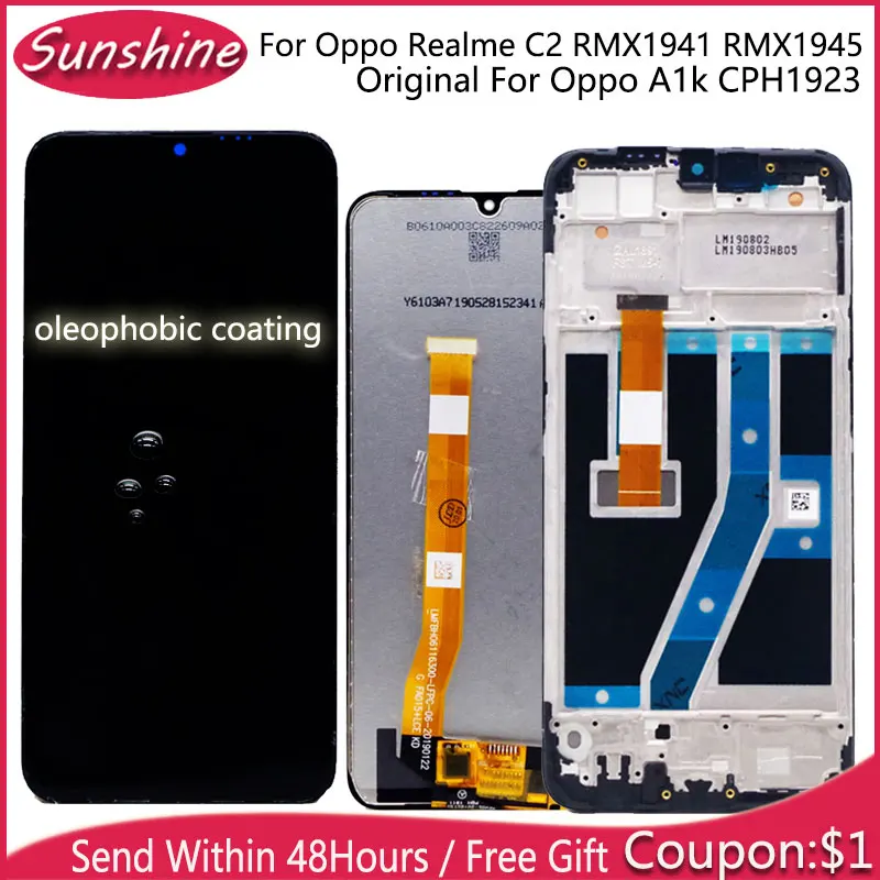Оригинальный ЖК дисплей для OPPO A1k Realme C2 RMX1941 Oppo CPH1923 сенсорный экран в сборе с